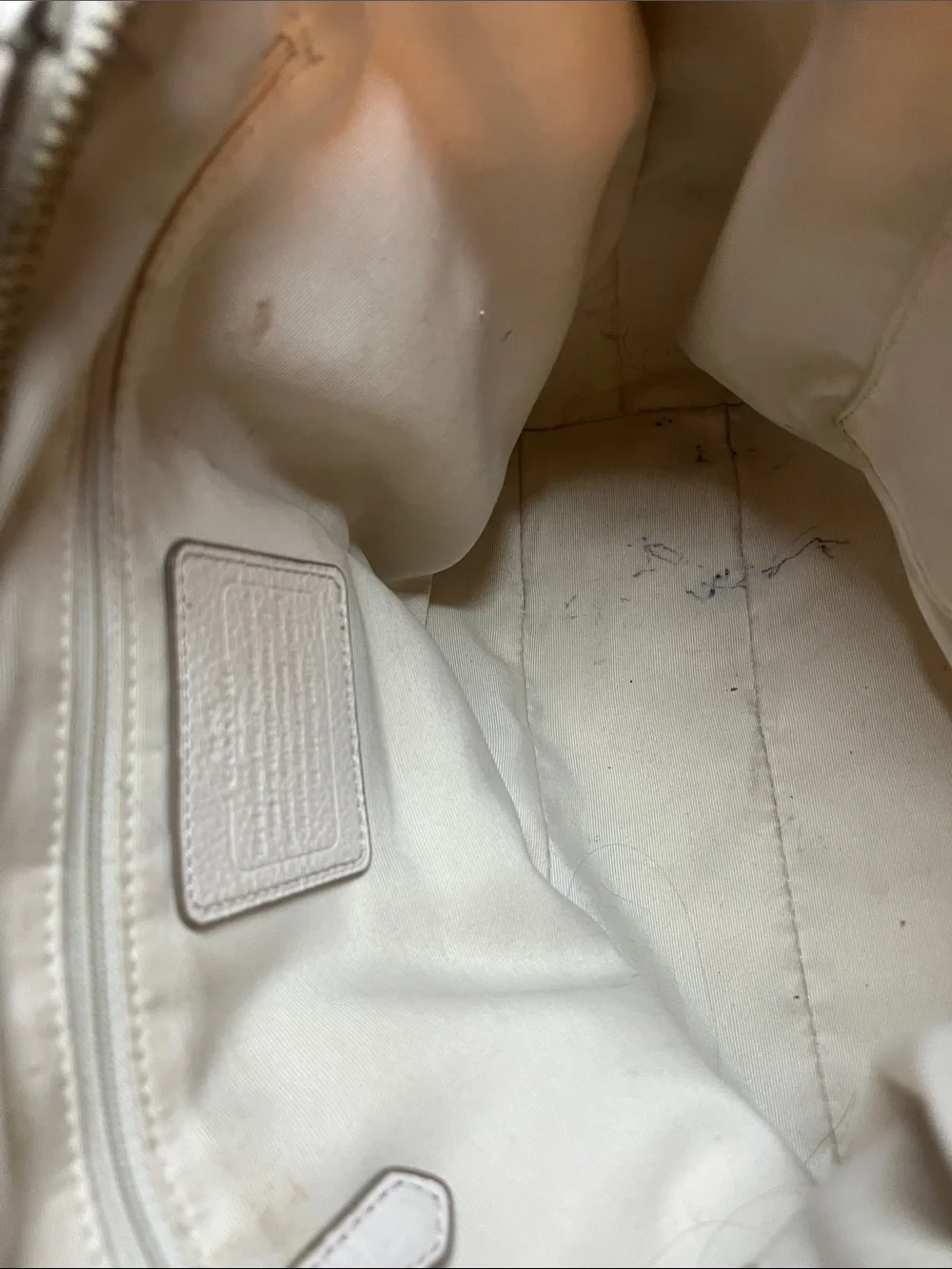 Coach White Pebbled Leather Tote with Removable Strap